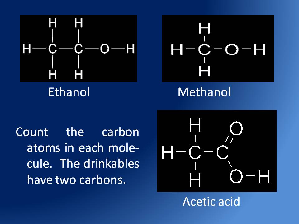 Ethanol, methanol, and acetic acid